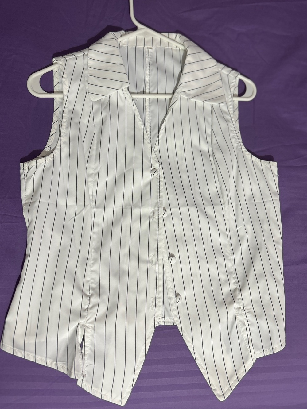 H&M White Sleeveless Pinstripe Button-Front Blouse